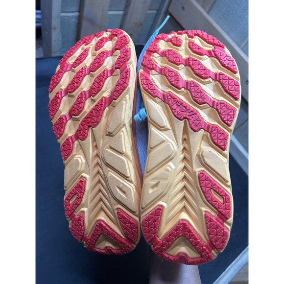 Hoka Clifton 8 Running Shoes Size 7D Light Blue Orange Yellow Womens - Picture 8 of 10